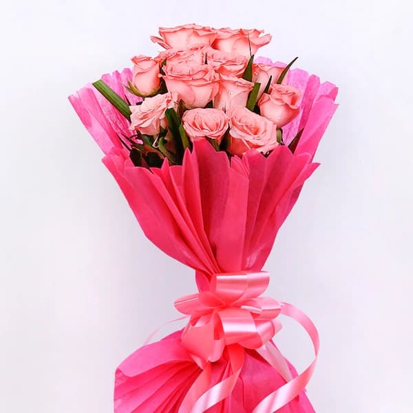12 pink roses Bouquet — view 4 of 4