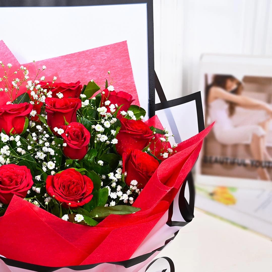 Red Roses Wrapped In Elagance Bouquet — view 4 of 4