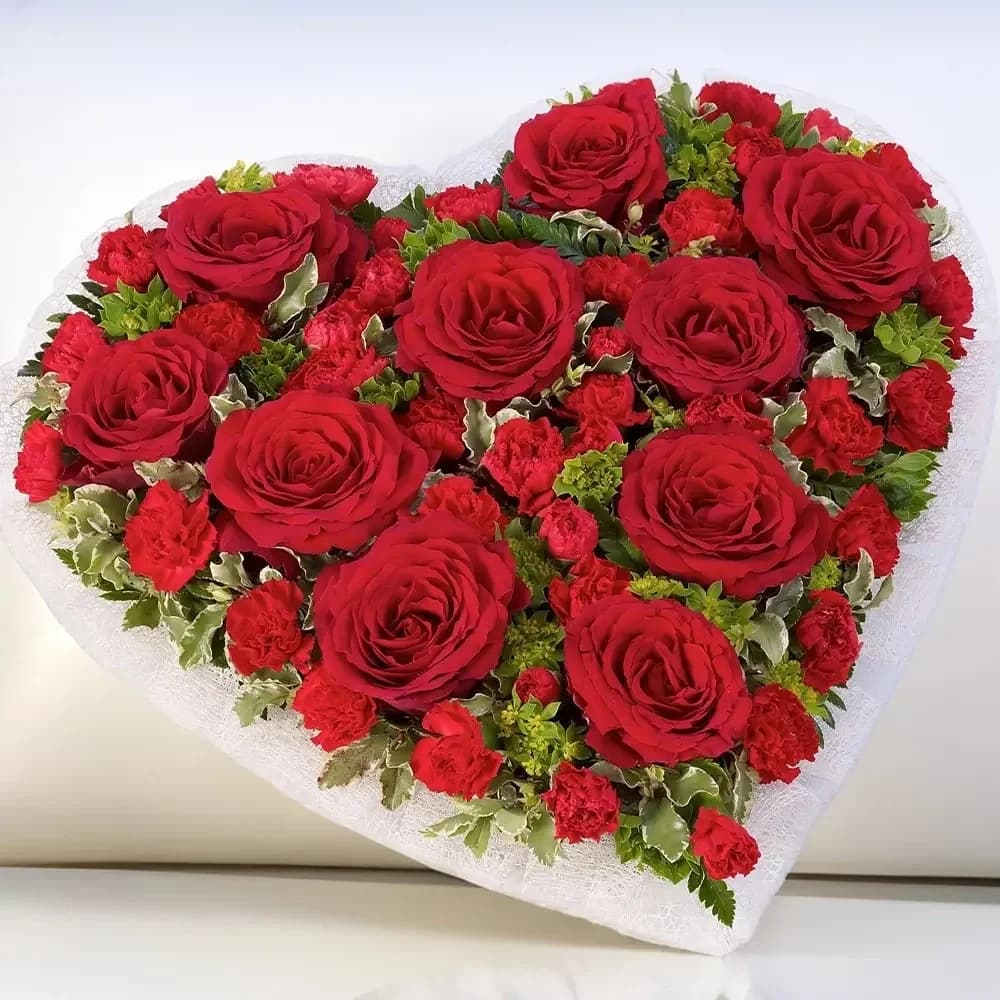Heart Shaped Arrangement of Roses & Carnations Bouquet — view 1 of 1