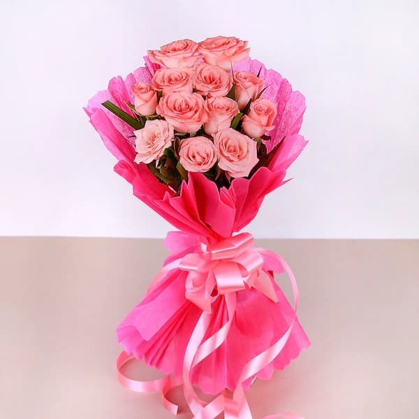12 pink roses Bouquet — view 3 of 4