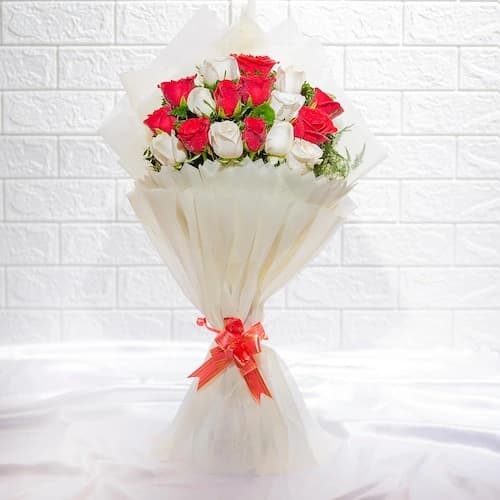 Charming Red And White Roses Arrangement Bouquet — view 1 of 3