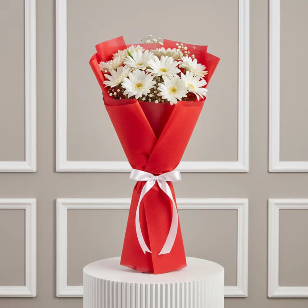 10 White Gerbera Flowers Bouquets — view 1 of 2