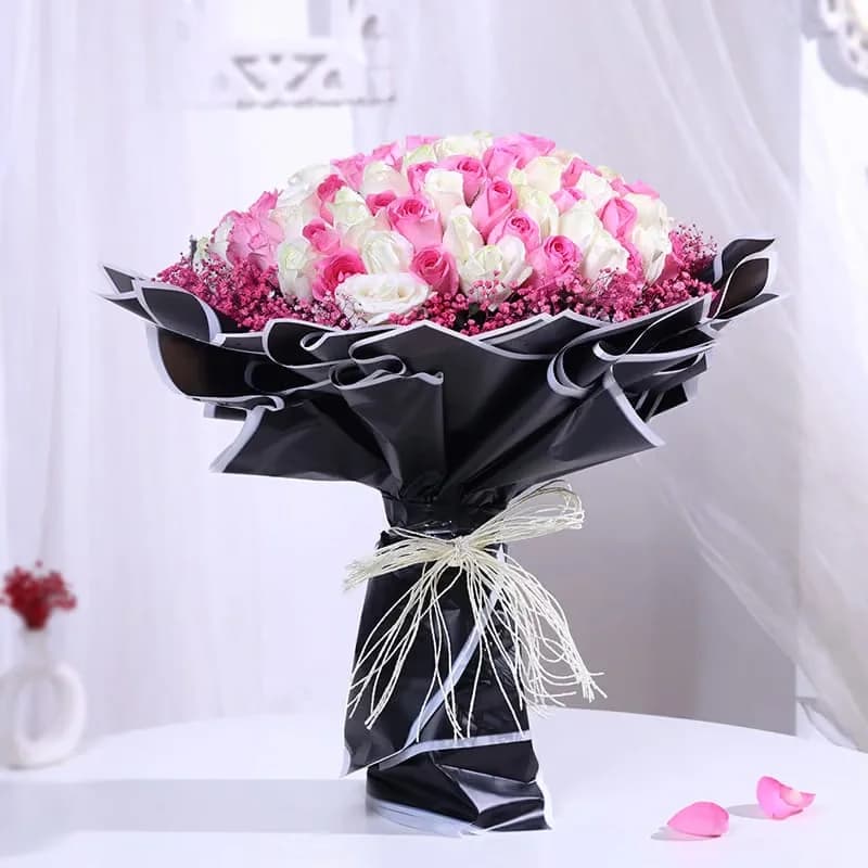 Radiance Of Romance In Pink N White Roses Bouquet — view 5 of 5
