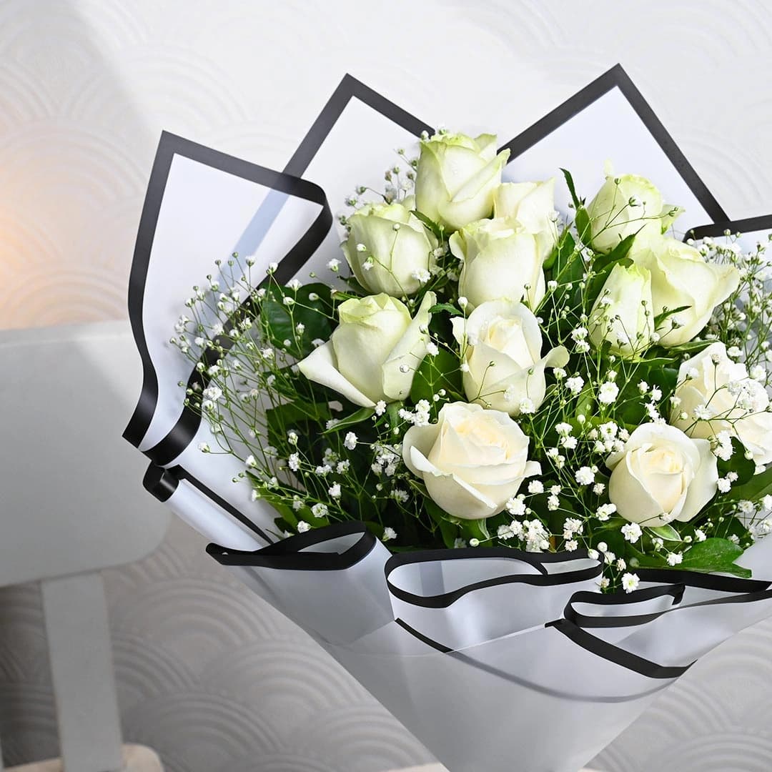 Eternity White Roses Flowers  Bouquet — view 4 of 4
