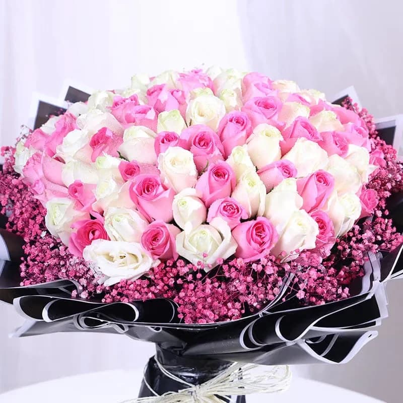 Radiance Of Romance In Pink N White Roses Bouquet — view 2 of 5