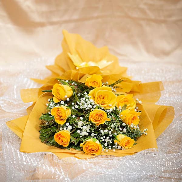 Splendid 10 Yellow Roses Flowers Bouquet — view 2 of 3