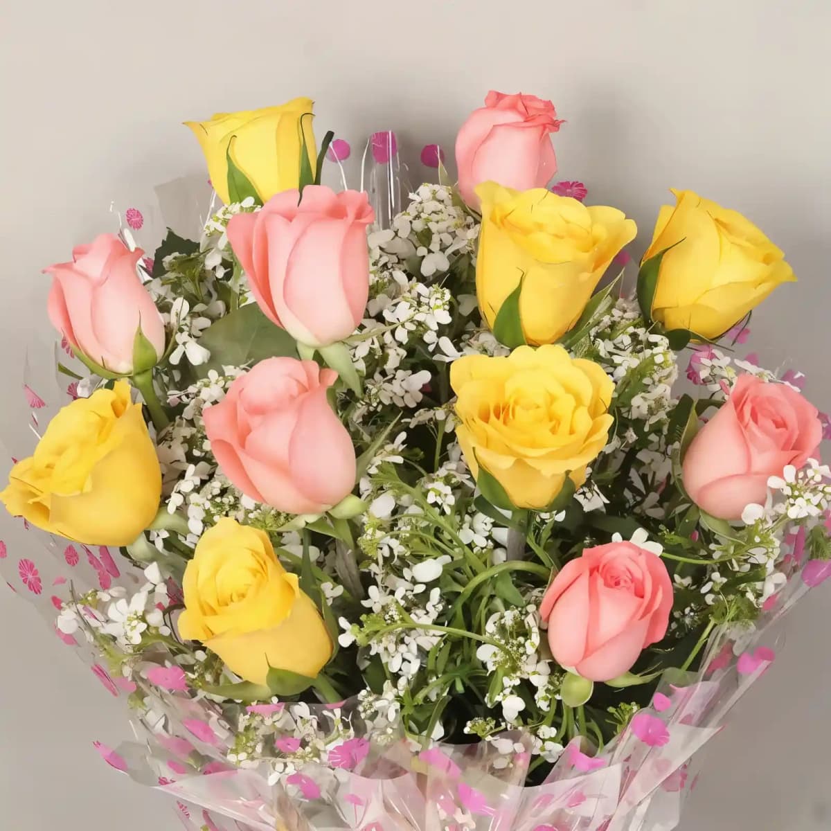 Pretty Pink and Yellow Rose Flowers  Bouquet — view 2 of 2