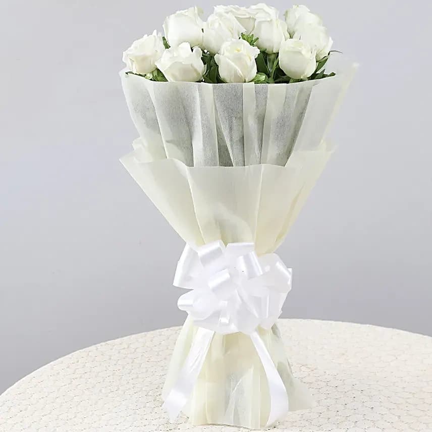 Elegant Pristine White Roses Flowers  Bouquet — view 2 of 4