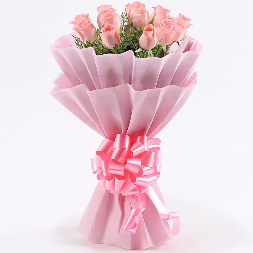 Elegance 12 Pink Roses Flowers  Bouquet — view 3 of 4