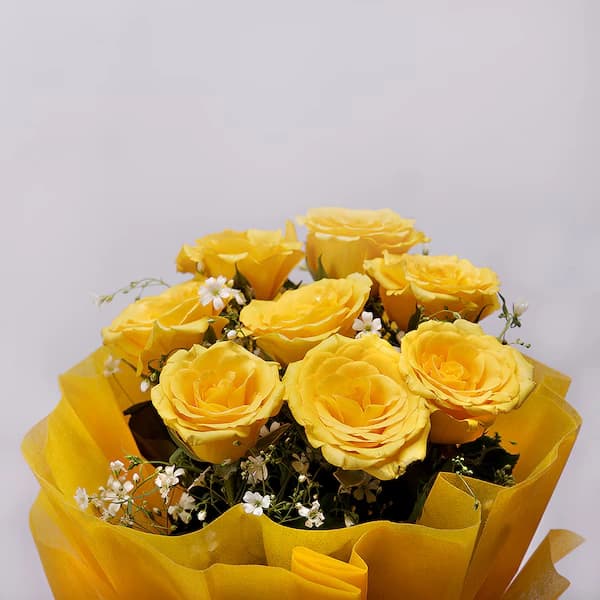 8 Yellow Roses Flowers Bouquet — view 2 of 2