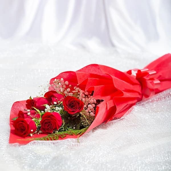 Crimson Love 6 Roses Flowers Bouquet — view 2 of 3
