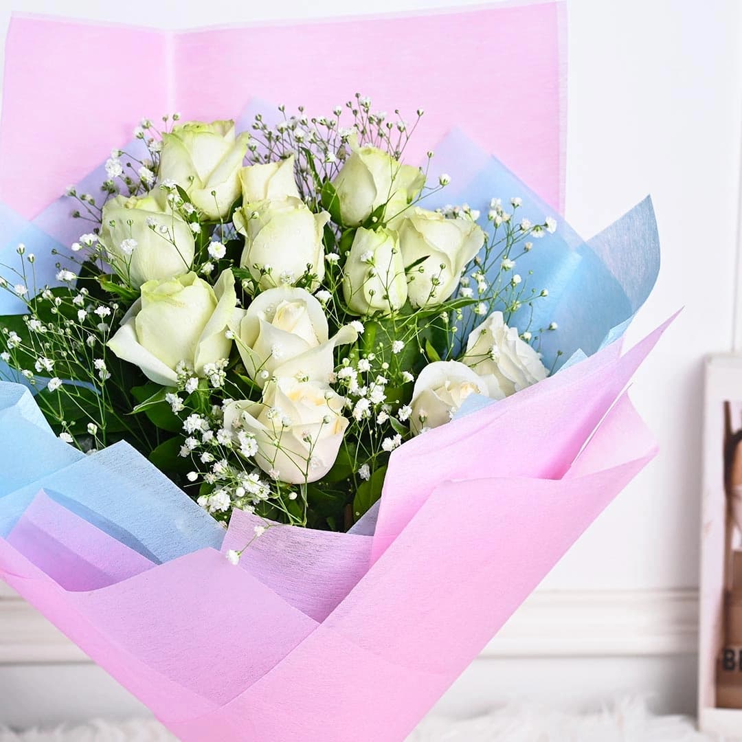 Enchanting White Flowers  Roses Bouquet — view 4 of 4