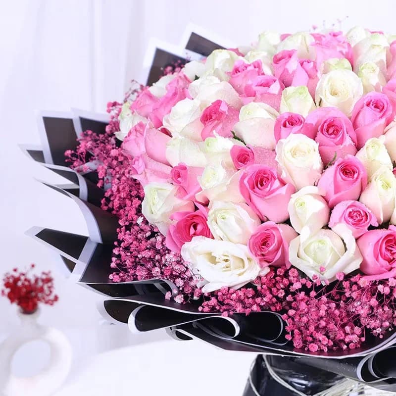 Radiance Of Romance In Pink N White Roses Bouquet — view 4 of 5