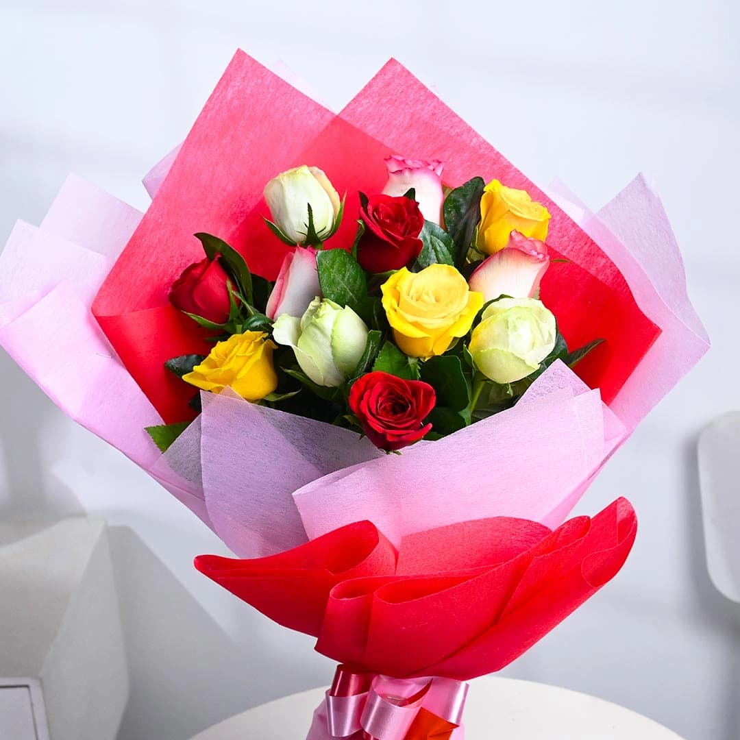 Mix Flowers  Roses Garden Wrapped In Pink — view 2 of 3