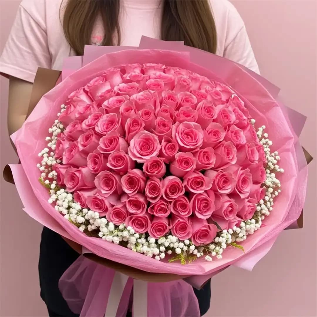 Pure Love Pink Roses Flower Gift Bouquet — view 2 of 2