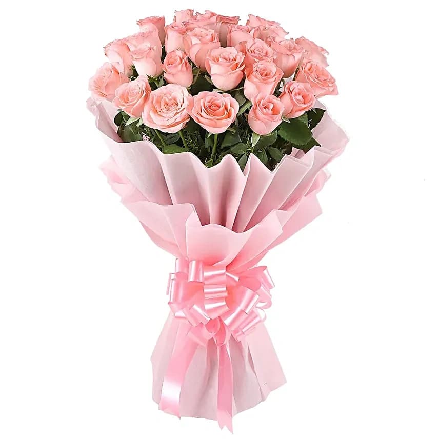 Graceful 25 Pink Roses Flowers  Bouquet — view 3 of 4