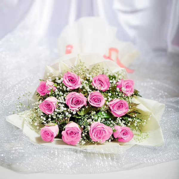 12 Pink Roses Flowers  Bouquet — view 3 of 3