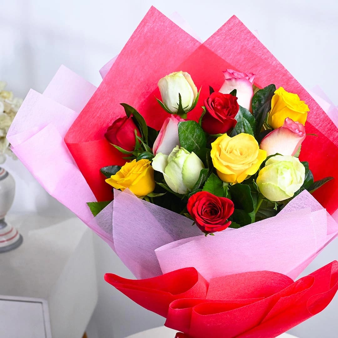 Mix Flowers  Roses Garden Wrapped In Pink — view 3 of 3