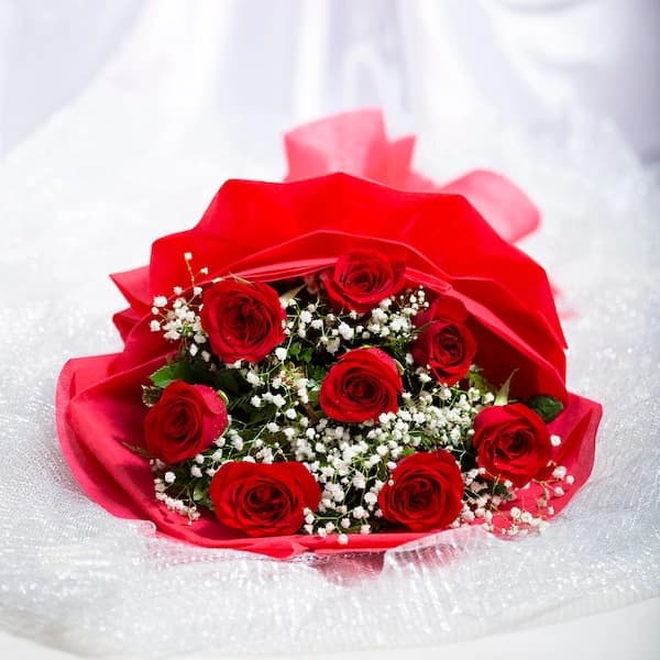 8 Red Roses Bouquet Flowers — view 3 of 3