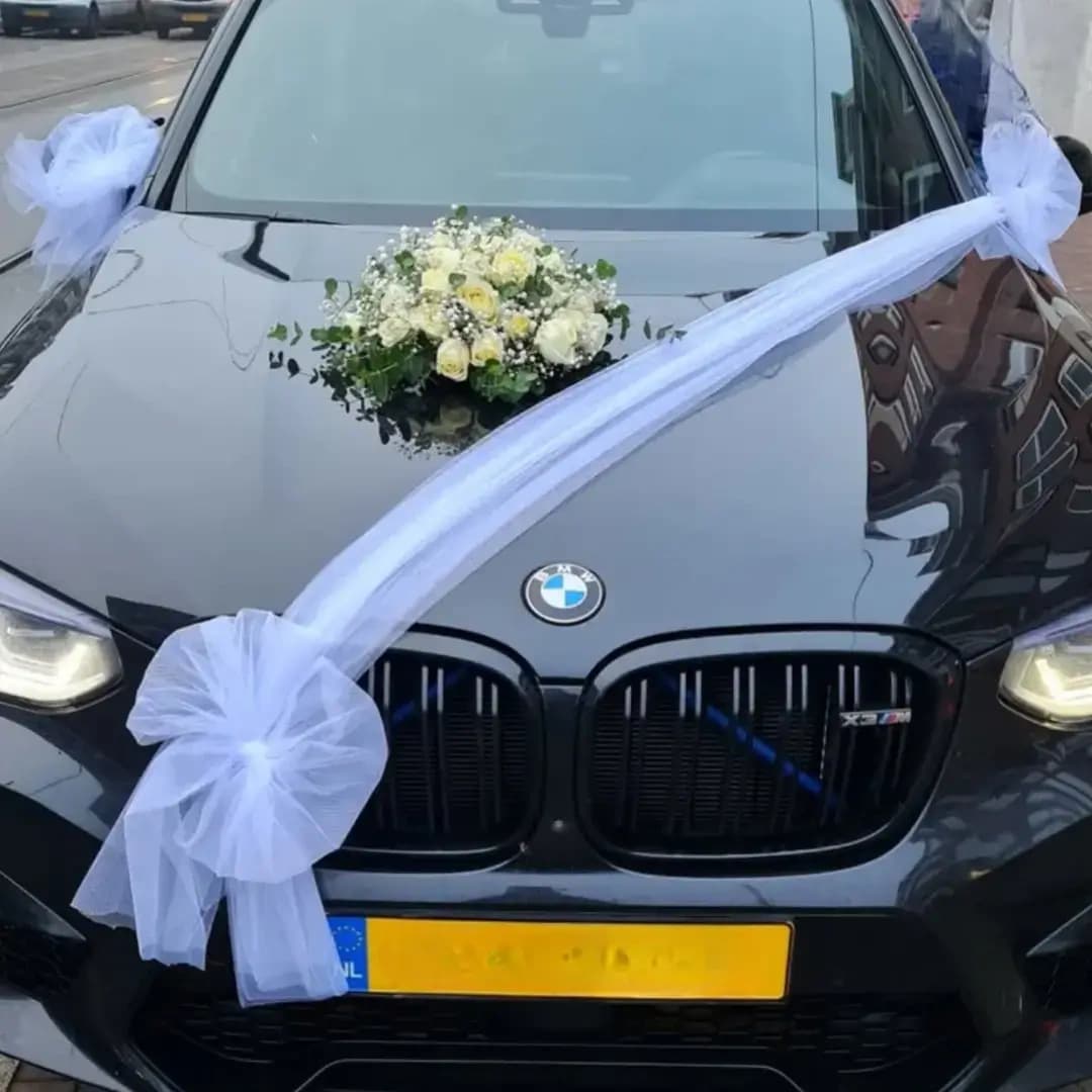 Purple & White Wedding Car Decor — view 2 of 2