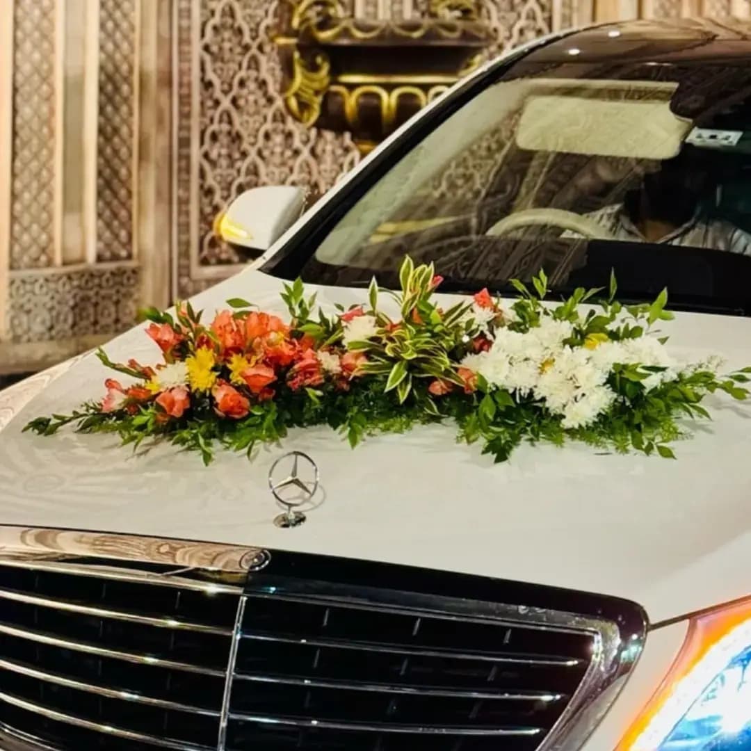 Elegant Mercedes Bridal Car Decor — view 2 of 2