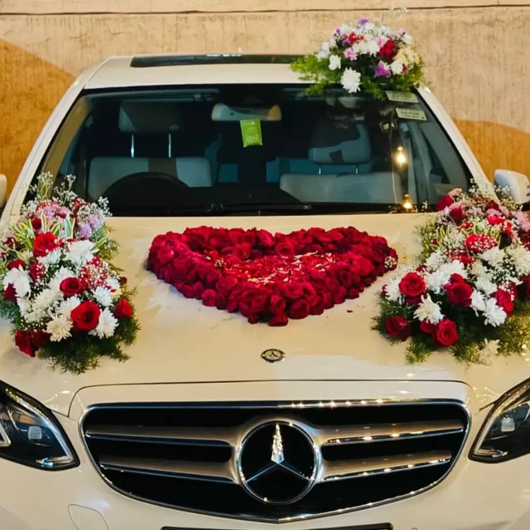 Simple Romantic Wedding Car Decor — view 2 of 2