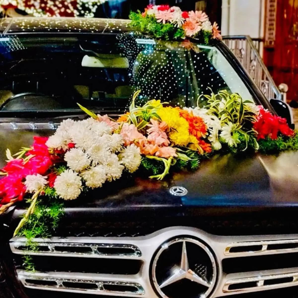 Vibrant Flower Wedding Car Decor — view 2 of 2