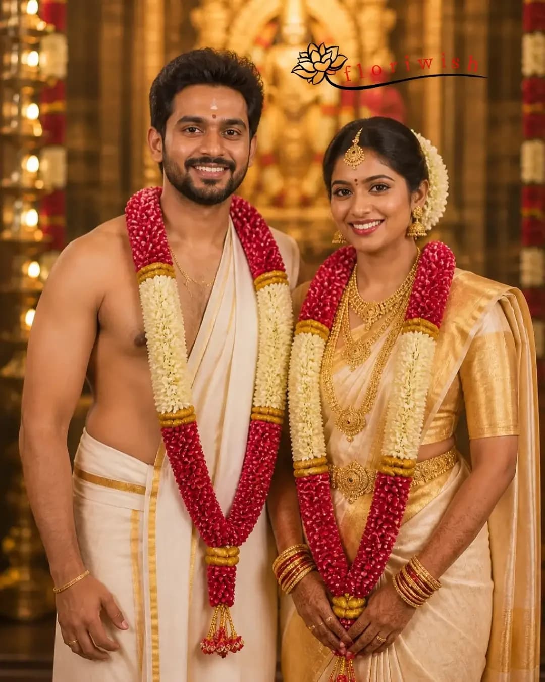 South Indian white and red varmala — view 1 of 1