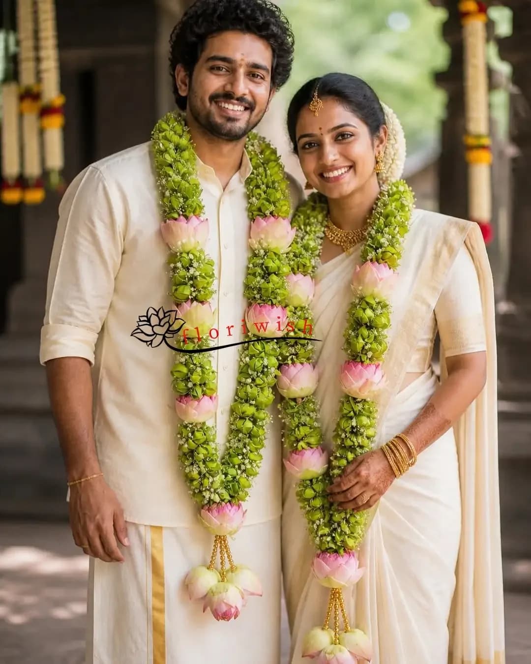 Lotus Green Flower south indian varmala — view 1 of 1