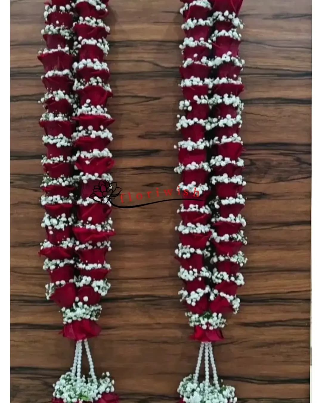 Red Rose Baby Breath Jaimala — view 1 of 1
