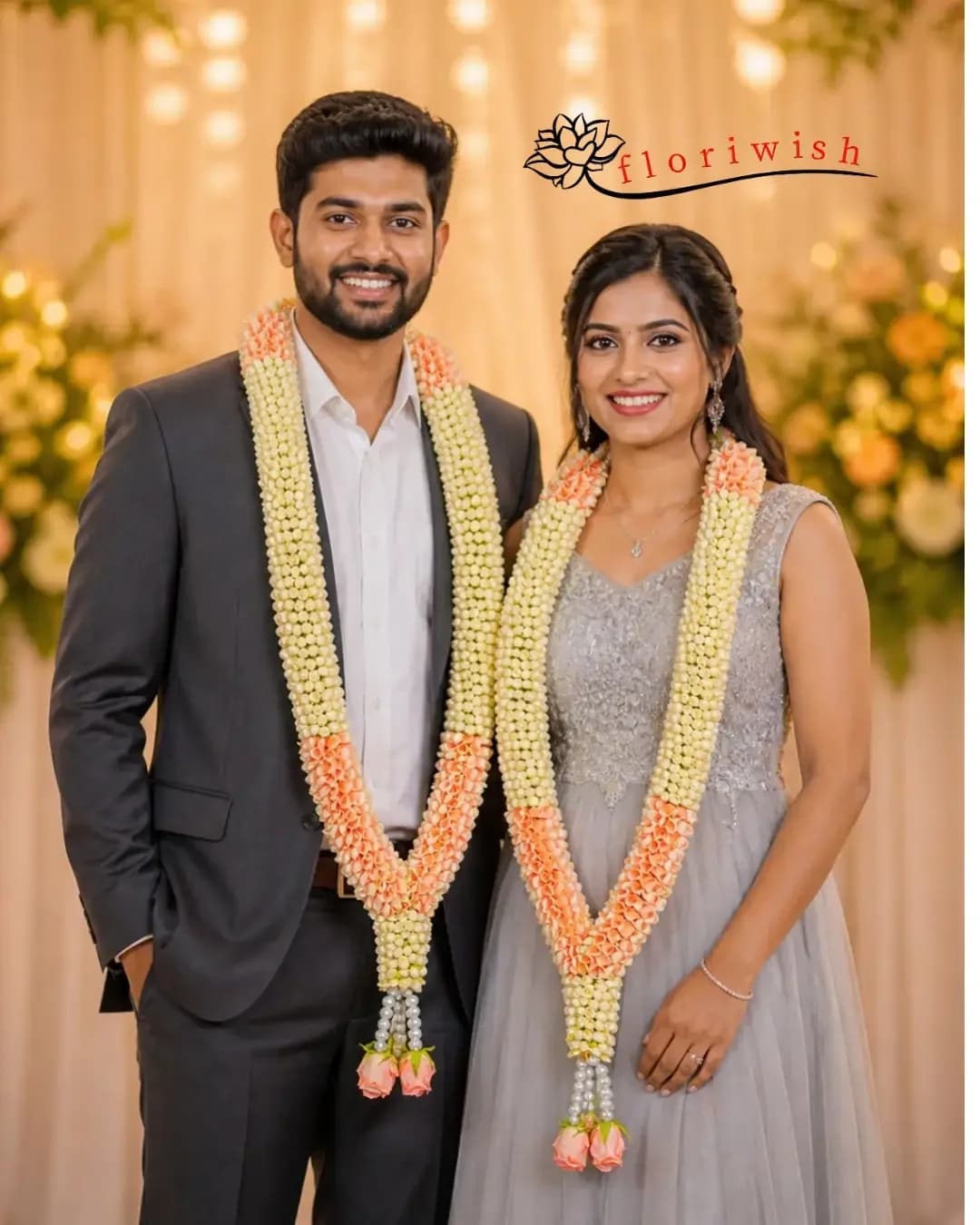 peach rose petals mogra varmala — view 1 of 1