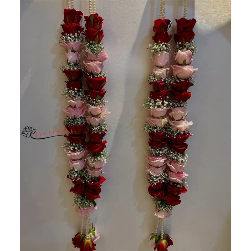 Red & Pink Rose Varmala – Fresh Wedding Garland — view 1 of 1