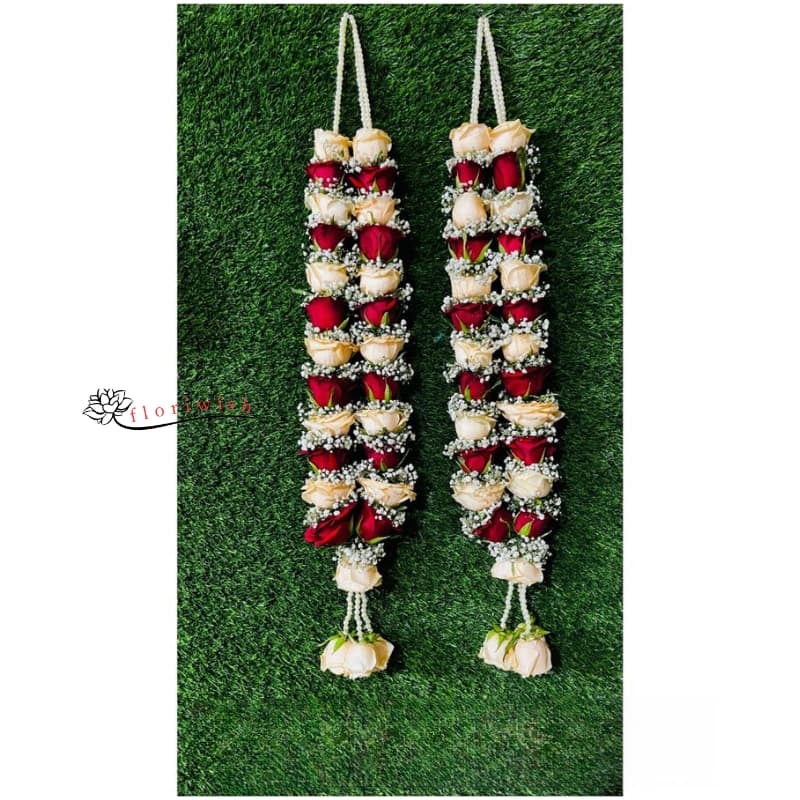 Red And Peach Rose Varmala — view 1 of 1