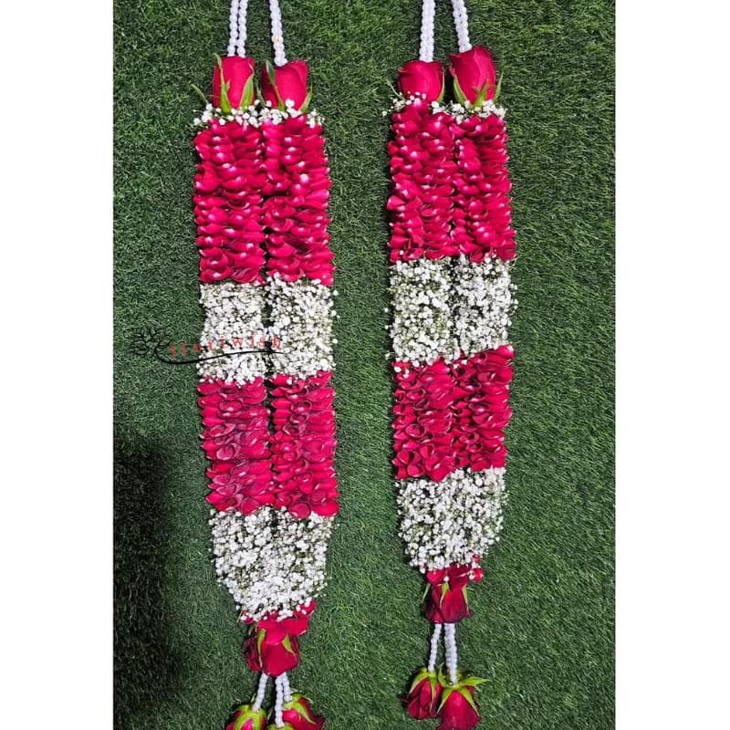 Rose Petal Gypsophila Varmala — view 1 of 1