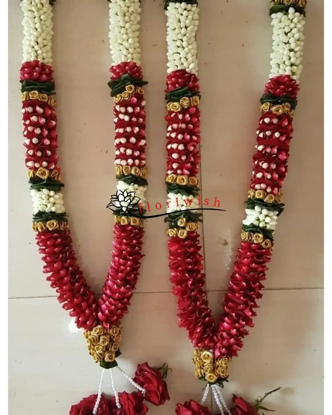 Baby White Flower Rose Petals Varmala — view 1 of 1