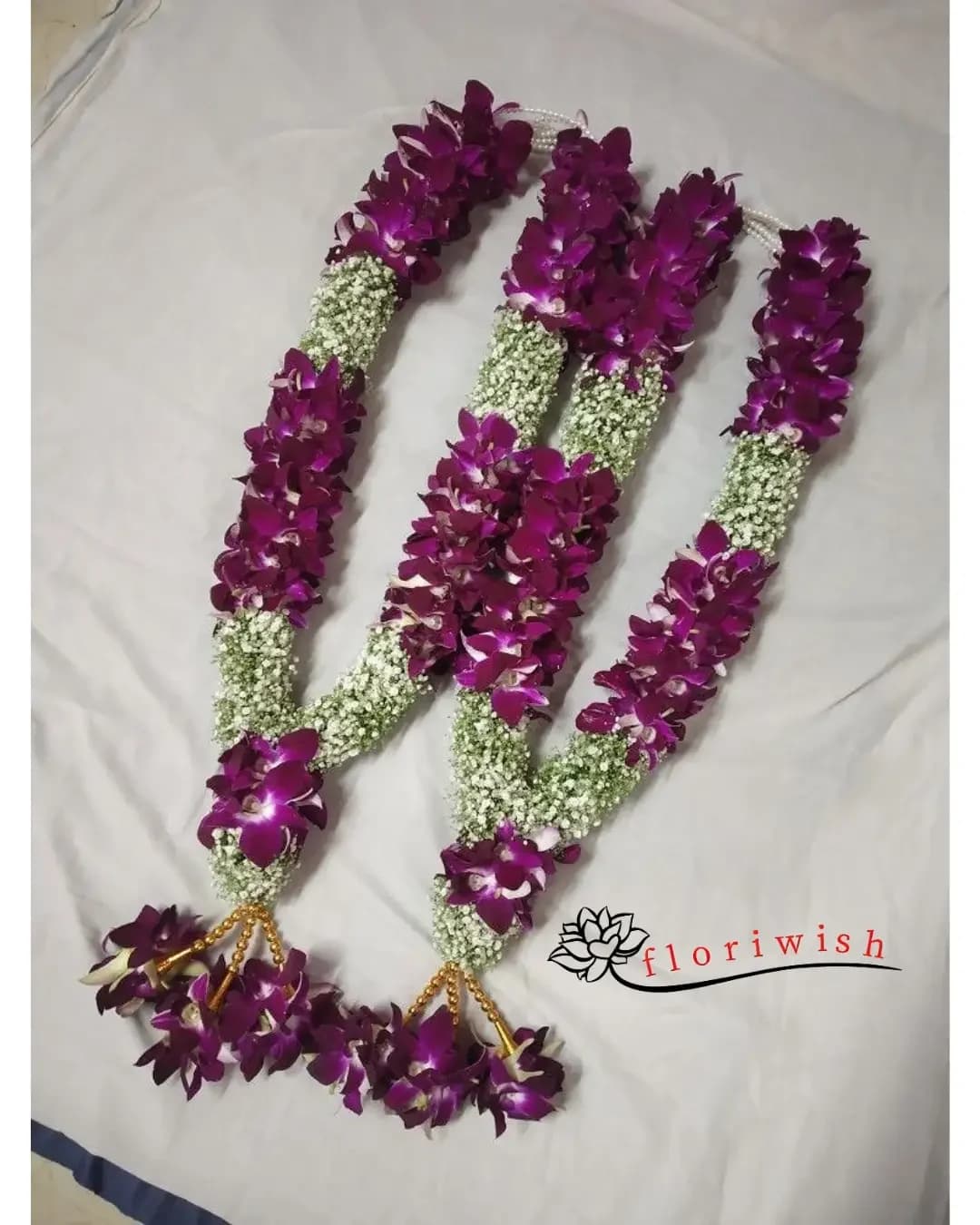 Orchid Baby Breath Jaimala — view 1 of 1