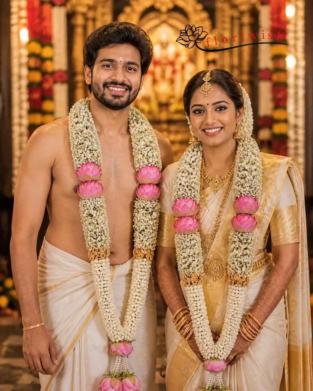 Lotus Baby Breath Mogra Garland — view 1 of 1
