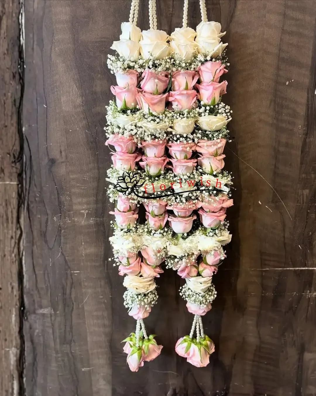 Baby Pink White Rose Varmala — view 1 of 1