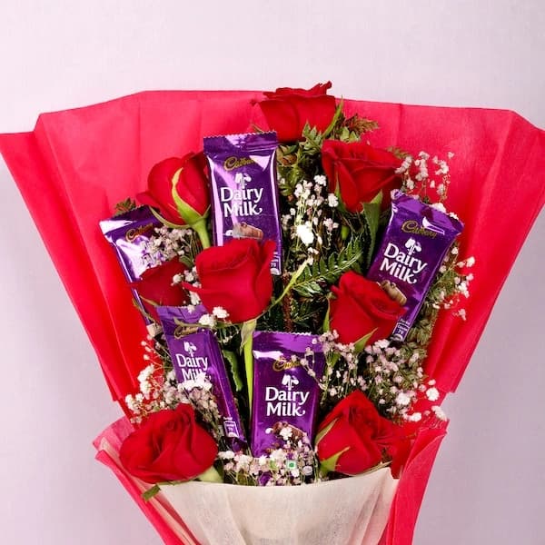 Graceful Flowers  Roses and Chocolate Arrangement — view 3 of 4