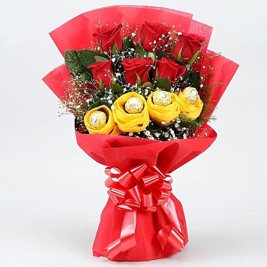 Red Roses Flowers  Bouquet & Ferrero Rocher Chocolates — view 4 of 4