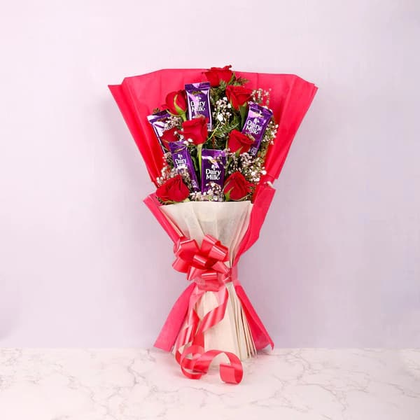 Graceful Flowers  Roses and Chocolate Arrangement — view 4 of 4