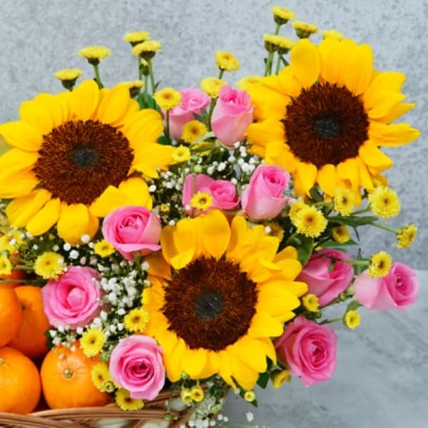 Cheerful Sunflower N Fruit Basket Set — view 2 of 2