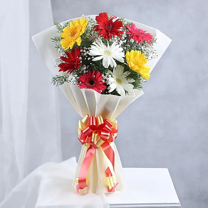 Colourful Gerberas Flowers  & Butterscotch Cake Combo — view 2 of 5