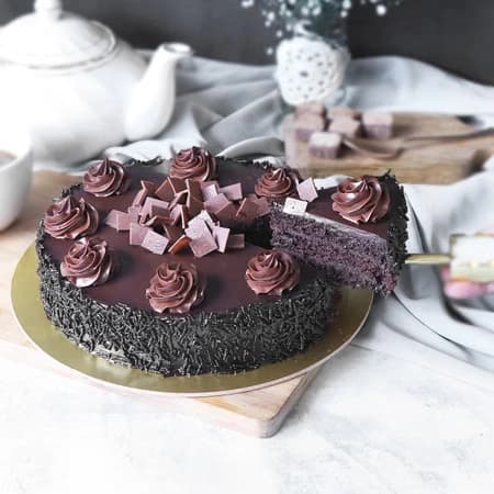 Decadent Chocolate Truffle Cake With Orchids Flowers  Bouquet Combo — view 4 of 4