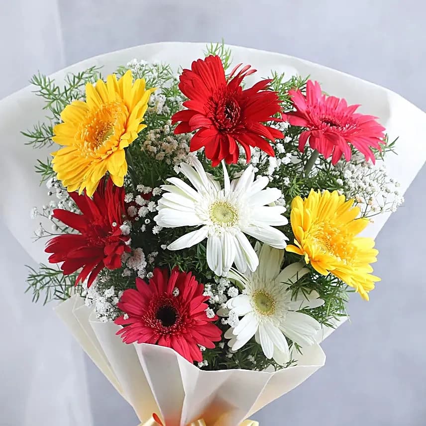 Colourful Gerberas Flowers  & Butterscotch Cake Combo — view 4 of 5