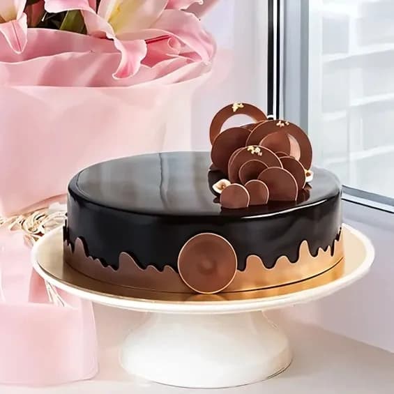 Lilies with Chocolate Delice  Cake — view 2 of 2