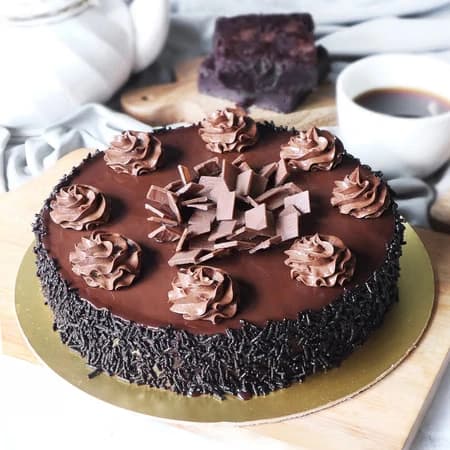 Decadent Chocolate Truffle Cake With Orchids Flowers  Bouquet Combo — view 3 of 4