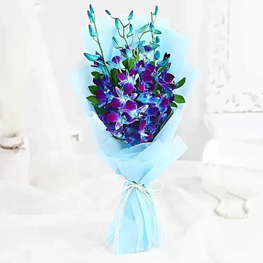 Butterscotch Bento Cake N Misty Azure Orchids Flowers — view 2 of 4