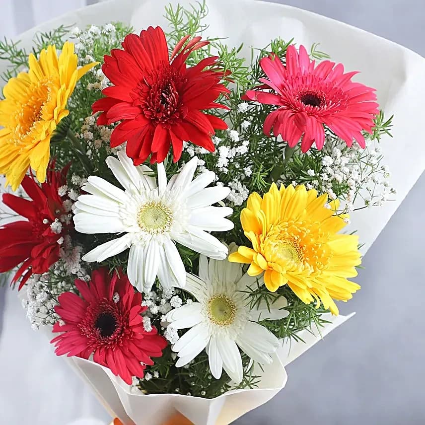 Colourful Gerberas Flowers  & Butterscotch Cake Combo — view 5 of 5