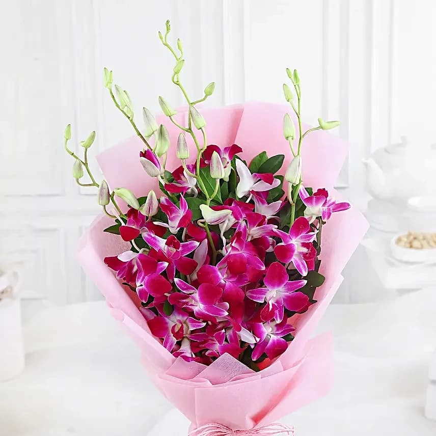 Dreamy Violet Whispers Orchids Flowers  Bouquet & Black Forest Combo — view 3 of 5